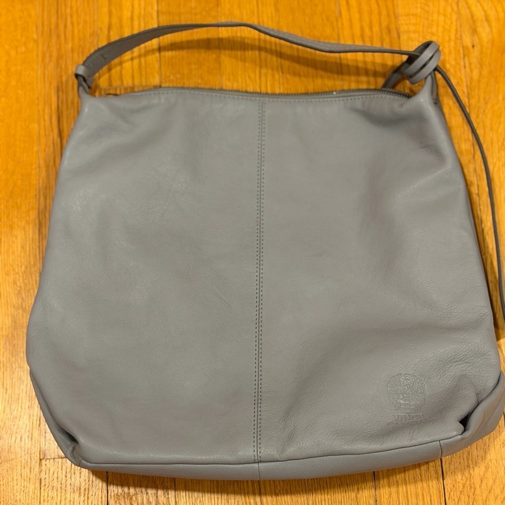 Vince Camuto Gray Leather Corin Hobo handbag